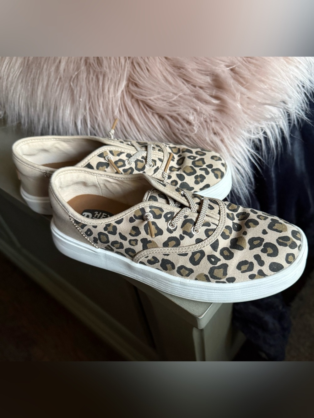 Hey Dude Leopard-Print Slip-On Sneakers - Beige and Black